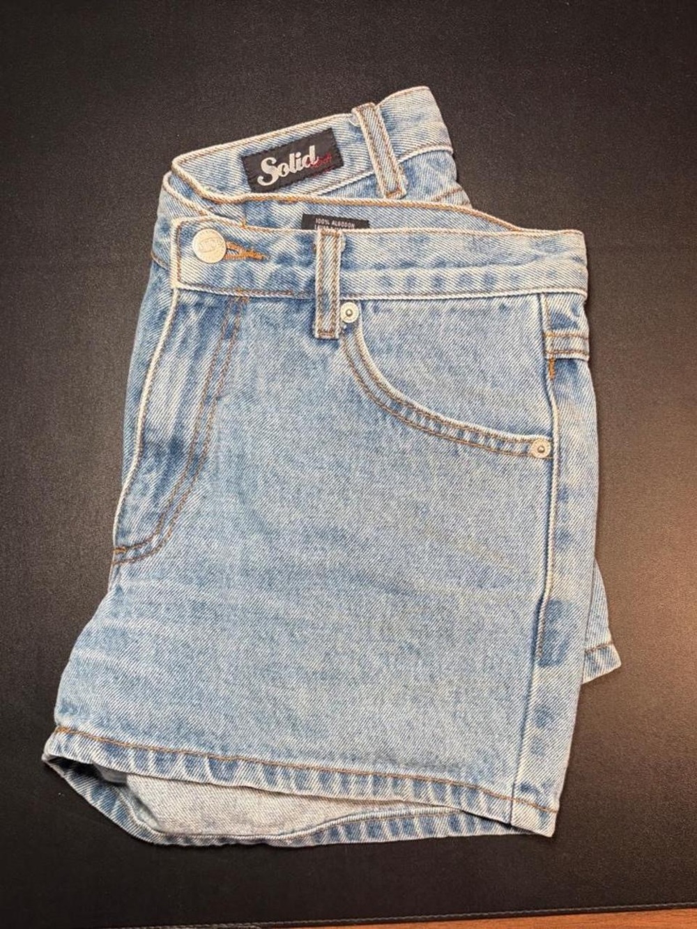 VTG SOLID USA Denim Shorts Women 90a Light Wash Jean Shorts Sz M